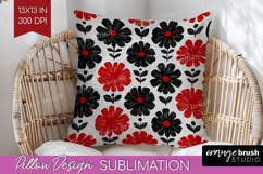 Scandi Flowers Pillow Sublimation - Scandinavian Pillow PNG Product Image 1