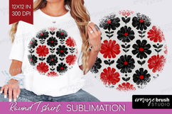 Scandi Flowers Round Tshirt Background - Scandinavian PNG Product Image 1