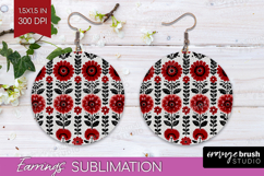 Scandi Flowers Round Earrings - Scandinavian PNG Sublimation Product Image 1