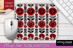 Scandi Flowers Mouse Pad Sublimation - Scandinavian Mousepad Product Image 1
