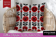 Scandi Flowers Pillow Sublimation - Scandinavian Pillow PNG Product Image 1