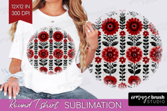 Scandi Flowers Round Tshirt Background - Scandinavian PNG Product Image 1