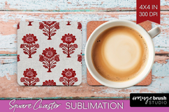 Scandi Flowers Square Coaster - Scandinavian Coaster PNG Product Image 1