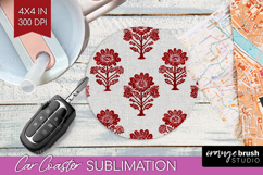 Scandi Flowers Car Coaster - Scandinavian Coaster PNG Product Image 1