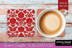 Scandi Flowers Square Coaster - Scandinavian Coaster PNG Product Image 1