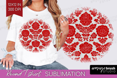 Scandi Flowers Round Tshirt Background - Scandinavian PNG Product Image 1