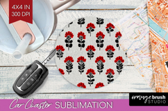 Scandi Flowers Car Coaster - Scandinavian Coaster PNG Product Image 1