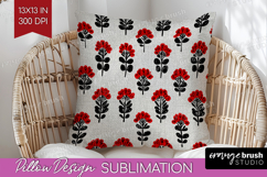 Scandi Flowers Pillow Sublimation - Scandinavian Pillow PNG Product Image 1