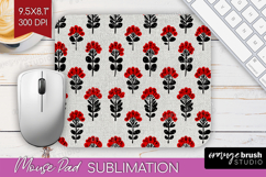 Scandi Flowers Mouse Pad Sublimation - Scandinavian Mousepad Product Image 1