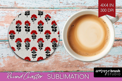 Scandi Flowers Round Coaster - Scandinavian Coaster PNG Product Image 1