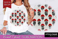 Scandi Flowers Round Tshirt Background - Scandinavian PNG Product Image 1