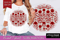 Scandi Flowers Round Tshirt Background - Scandinavian PNG Product Image 1