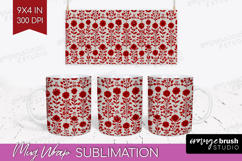 Scandi Flowers Mug Wrap - Scandinavian Mug PNG Sublimation Product Image 1