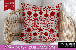 Scandi Flowers Pillow Sublimation - Scandinavian Pillow PNG Product Image 1