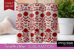 Scandi Flowers Tumbler Wrap - Scandinavian Tumbler PNG Product Image 1