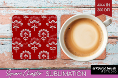 Scandi Flowers Square Coaster - Scandinavian Coaster PNG Product Image 1