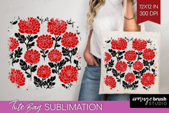 Scandi Flowers Tote Bag - Scandinavian Tote Bag PNG Product Image 1