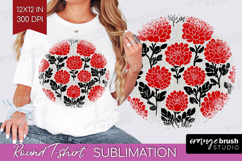 Scandi Flowers Round Tshirt Background - Scandinavian PNG Product Image 1