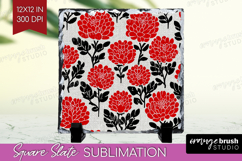 Scandi Flowers Slate PNG - Scandinavian Square Slate Product Image 1