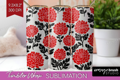 Scandi Flowers Tumbler Wrap - Scandinavian Tumbler PNG Product Image 1