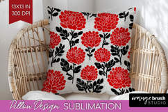 Scandi Flowers Pillow Sublimation - Scandinavian Pillow PNG Product Image 1