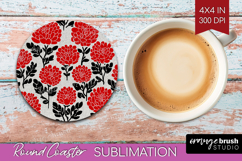 Scandi Flowers Round Coaster - Scandinavian Coaster PNG Product Image 1