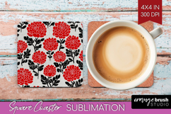 Scandi Flowers Square Coaster - Scandinavian Coaster PNG Product Image 1