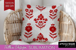 Scandi Flowers Pillow Sublimation - Scandinavian Pillow PNG Product Image 1