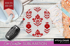 Scandi Flowers Car Coaster - Scandinavian Coaster PNG Product Image 1