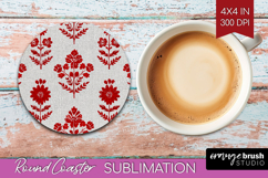 Scandi Flowers Round Coaster - Scandinavian Coaster PNG Product Image 1