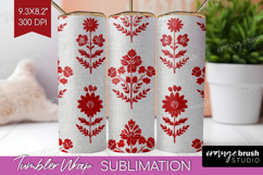 Scandi Flowers Tumbler Wrap - Scandinavian Tumbler PNG Product Image 1