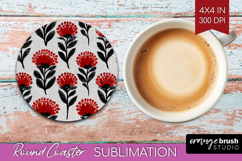 Scandi Flowers Round Coaster - Scandinavian Coaster PNG Product Image 1