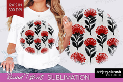 Scandi Flowers Round Tshirt Background - Scandinavian PNG Product Image 1