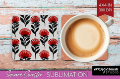 Scandi Flowers Square Coaster - Scandinavian Coaster PNG Product Image 1