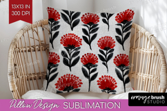 Scandi Flowers Pillow Sublimation - Scandinavian Pillow PNG Product Image 1