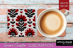 Scandi Flowers Square Coaster - Scandinavian Coaster PNG Product Image 1