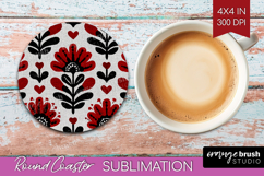 Scandi Flowers Round Coaster - Scandinavian Coaster PNG Product Image 1