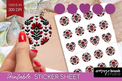 Scandi Flowers Round Sticker - Scandinavian Printable Sheet Product Image 1