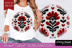 Scandi Flowers Round Tshirt Background - Scandinavian PNG Product Image 1