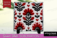 Scandi Flowers Slate PNG - Scandinavian Square Slate Product Image 1