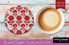 Scandi Flowers Round Coaster - Scandinavian Coaster PNG Product Image 1