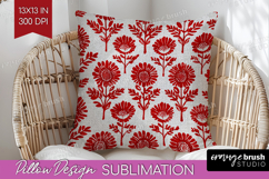 Scandi Flowers Pillow Sublimation - Scandinavian Pillow PNG Product Image 1