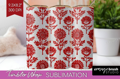 Scandi Flowers Tumbler Wrap - Scandinavian Tumbler PNG Product Image 1