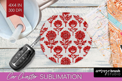 Scandi Flowers Car Coaster - Scandinavian Coaster PNG Product Image 1
