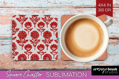 Scandi Flowers Square Coaster - Scandinavian Coaster PNG Product Image 1