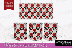 Scandi Flowers Mug Wrap - Scandinavian Mug PNG Sublimation Product Image 1