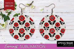 Scandi Flowers Round Earrings - Scandinavian PNG Sublimation Product Image 1
