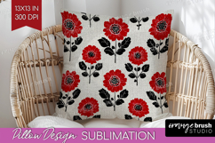 Scandi Flowers Pillow Sublimation - Scandinavian Pillow PNG Product Image 1