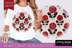 Scandi Flowers Round Tshirt Background - Scandinavian PNG Product Image 1