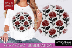 Scandi Flowers Round Tshirt Background - Scandinavian PNG Product Image 1